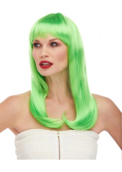 Yeşil Renk Uzun Düz Parti Peruğu (K95)