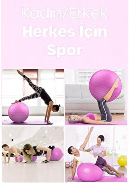 65 cm Pilates Topu ve Pompa Seti | 155-170 cm Boy Için Uygun Dayanıklı Anti-Slip Pembe fırsatları
