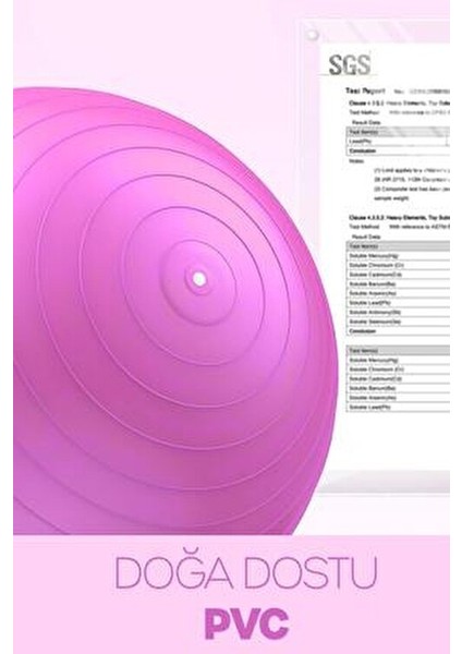 65 cm Pilates Topu ve Pompa Seti | 155-170 cm Boy Için Uygun Dayanıklı Anti-Slip Pembe