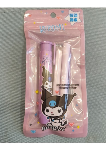 Kuromi Figürlü Basmalı Otomatik Rulo Silgi (2 Adet Yedek Silgisiyle) AD58213
