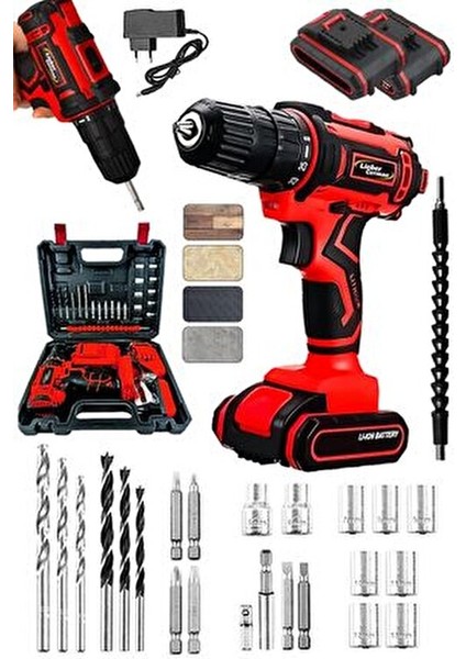 Tesla Serii X5000 Darbeli Titanyum Sargılı Panasonic Çift Batarya Vidalama Matkap