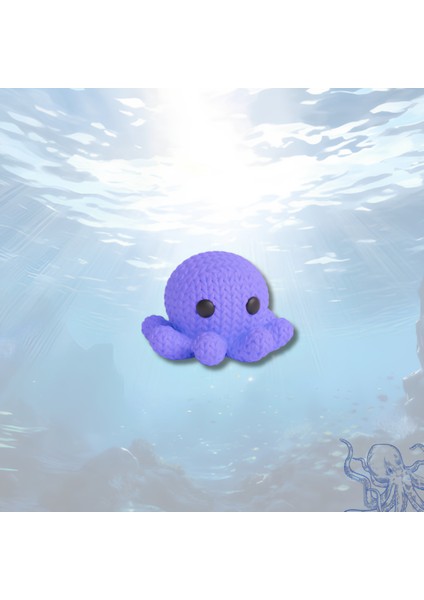 Ahtapot Anahtarlık – Lila Örgü Desenli Mini Sert Figür | Amigurumi Tarzı Deniz Temalı Çanta Süsü