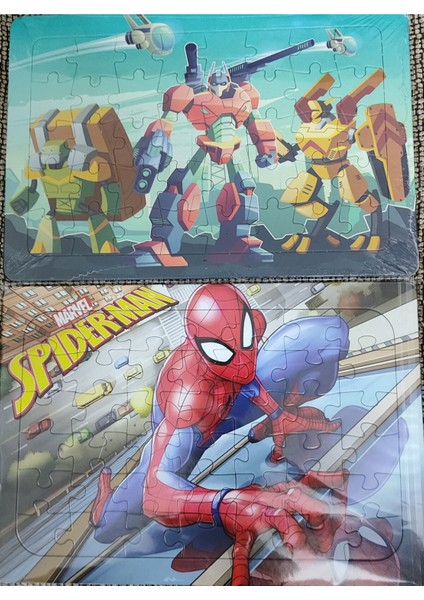 2 Adet Puzzle Yap Boz (33CM*23CM*40PARÇA) (Robotlar / Örümcek Ad. Figürlü)