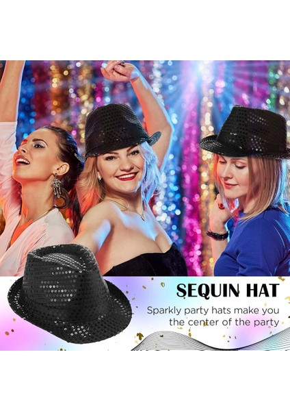 Disko Siyah Payetli Fötr Şapka Yetişkin Boy - Lisinya modelleri