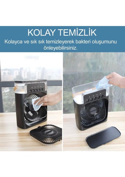 Taşınabilir Işıklı 5 Spreyli Vantilatör Buzlu Buharlı Vantilatör Mini Fan Nemlendirici - Lisinya indirimleri