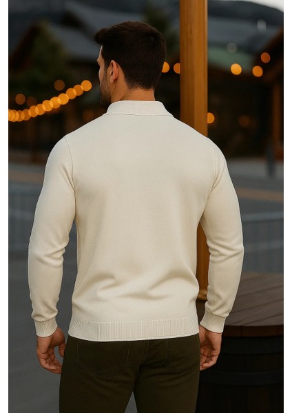 Erkek Günlük Uzun Kollu Krem Polo Yaka Kazak indirimleri