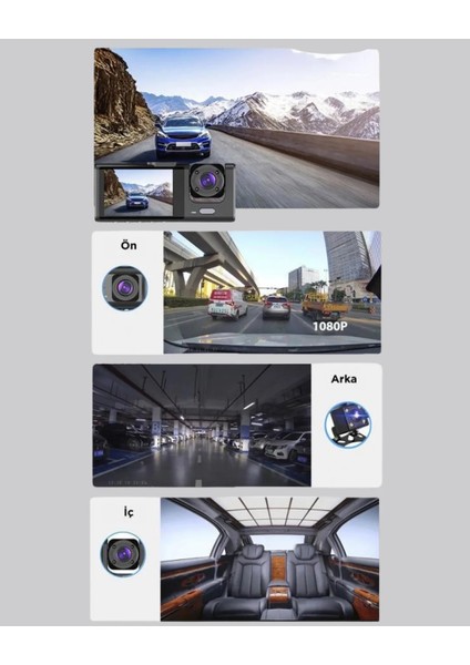 Full Hd Çift Yönlü Araç Kamerası Hareket Algılama Döngüsel Kayıt indirimleri