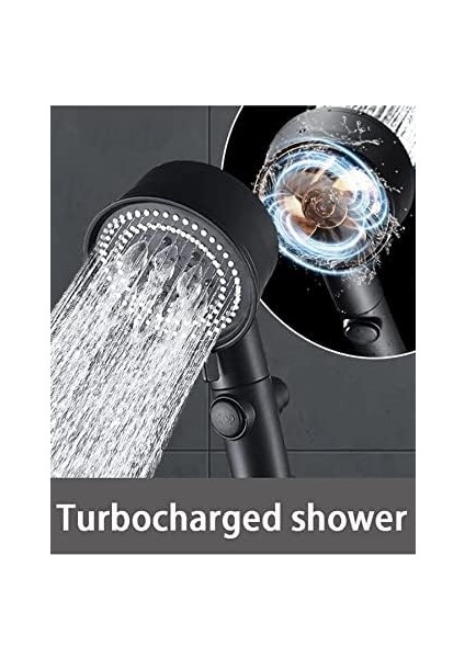 Siyah Turbo Fan Su Tasarruflu Yüksek Basınçlı Duş Başlığı modelleri