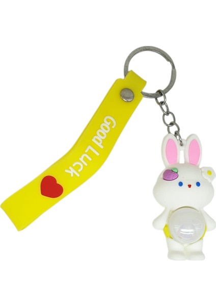 Figürlü ve Işıklı Silikon Anahtarlık - Tavşan - Sarı (Lisinya)