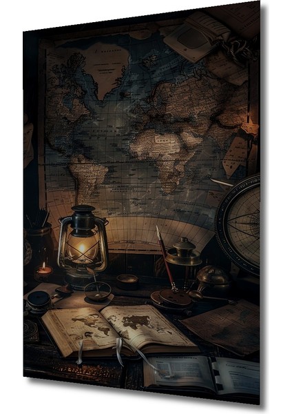 Eski Dünya Haritası Yağlı Boya Görünümlü Ahşap Dekoratif Tablo Dikdörtgen Tablo modelleri