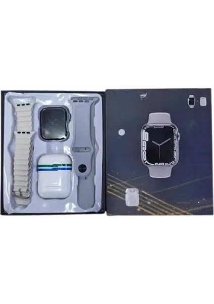 Yeni Nesil Akıllı Saat ve Kulaklık Seti Gümüş Kasa Zarif Tasarım Çok Fonksiyonlu indirimleri