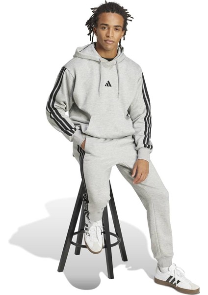 3 Stripes Fl Erkek Gri Kapüşonlu Sweatshirt modelleri