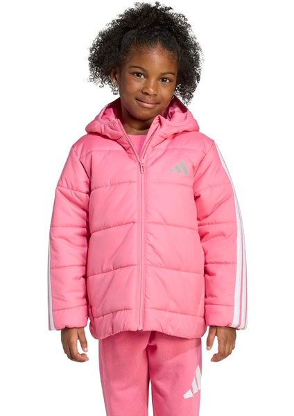 Essentials 3 Stripes Çocuk Pembe Kapüşonlu Ceket