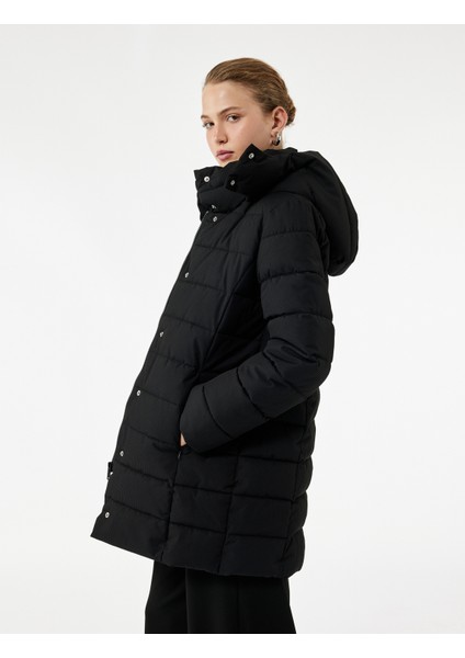 Astarlı Cepli Fermuarlı Uzun Kollu Su Itici Kapüşonlu Şişme Mont fiyatları