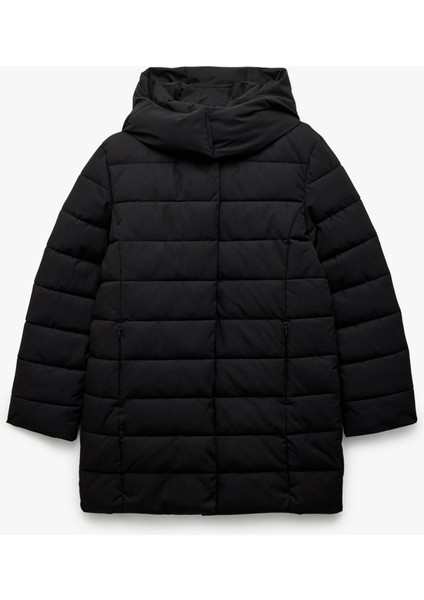 Astarlı Cepli Fermuarlı Uzun Kollu Su Itici Kapüşonlu Şişme Mont modelleri