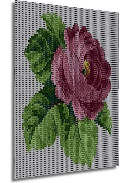 Ahşap Dekoratif Tablo Kanaviçe Çiçek Desenli Gül Bahçesi Dikdörtgen Tablo fırsatları