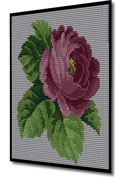 Ahşap Dekoratif Tablo Kanaviçe Çiçek Desenli Gül Bahçesi Dikdörtgen Tablo indirimleri