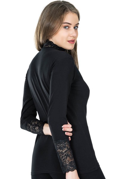 Derya Kurşun Balıkçı Yaka Dantelli Kadın Tişört 278 fiyatları