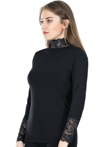 Derya Kurşun Balıkçı Yaka Dantelli Kadın Tişört 278 fırsatları