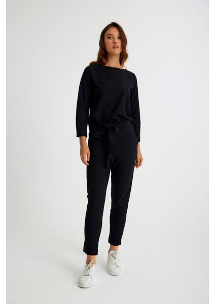 Keten Günlük Rahat Beli Kemerli Kadın İkili Takım Alt Üst