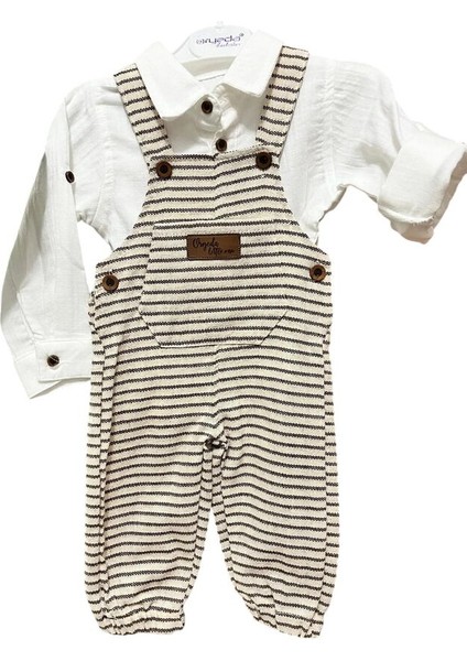 2749 Erkek Bebek Gömlekli Keten Salopet Takım