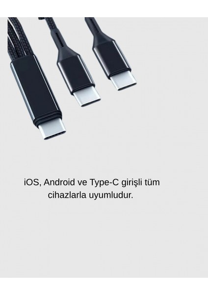 3’ü 1 Arada Hızlı Şarj Kablosu Ios Android Type-C Uyumlu ve Dayanıklı fırsatları