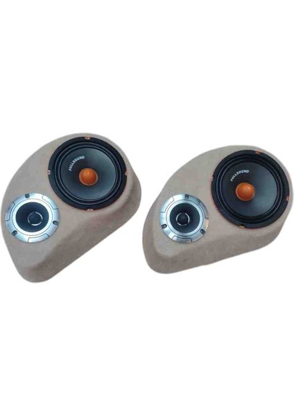 Polyesterli Boş Pandizot 16 cm Hoparlör 10 cm Tweeter Yuvalı Bej Mdf (2 Adet Sağ ve Sol )