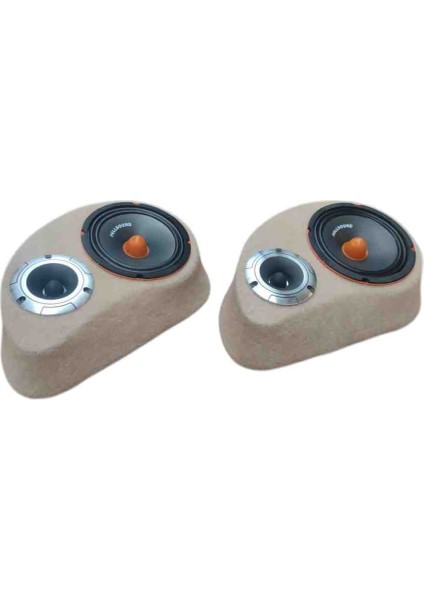 Polyesterli Boş Pandizot 16 cm Hoparlör 10 cm Tweeter Yuvalı Bej Mdf (2 Adet Sağ ve Sol ) fiyatları