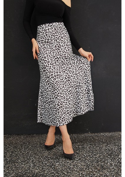 Beli Lastikli Leopar Desenli Midi Boy Saten Etek modelleri