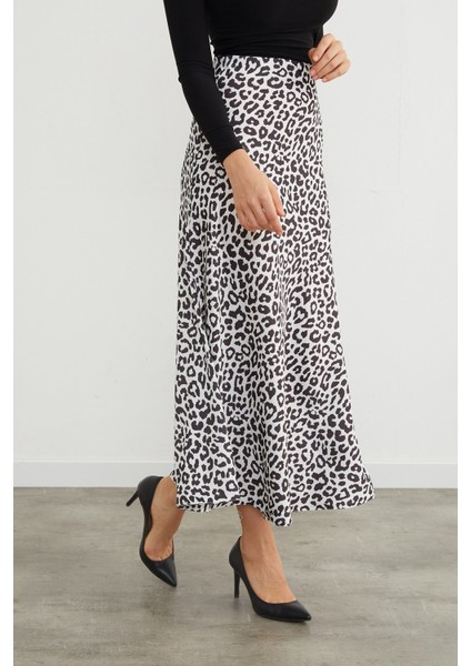 Beli Lastikli Leopar Desenli Midi Boy Saten Etek indirimleri