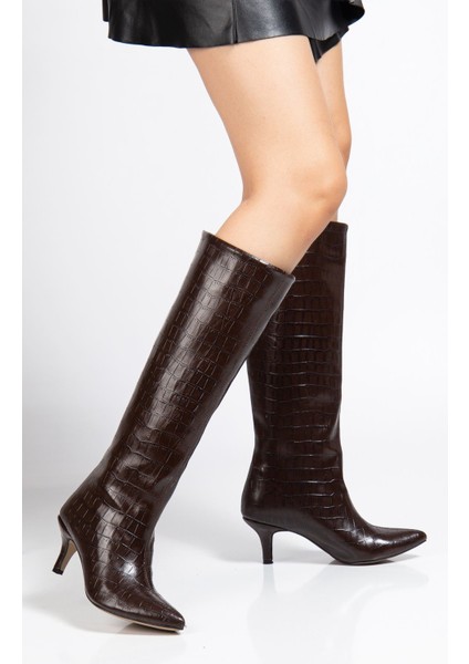 SYT-2025 Kahve Kroko Günlük Kadın Çizme fiyatları