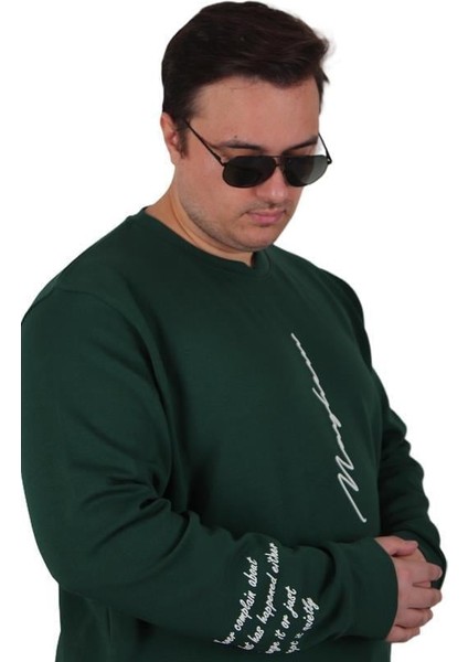 Büyük Beden Bisiklet Yaka Sweat Double Face 25707 Neftı modelleri