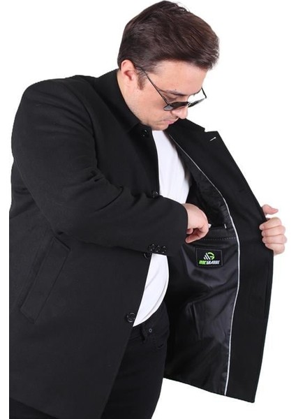 Erkek Büyük Beden Kaşmir Kaban 103008 Sıyah modelleri