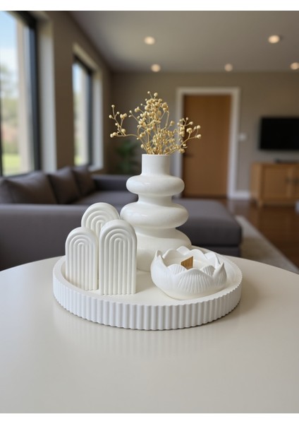 Modern Soft Dekor Seti – 6 Parça Beyaz Vazo - Mumluk Takımı ve Dekoratif Obje fiyatları