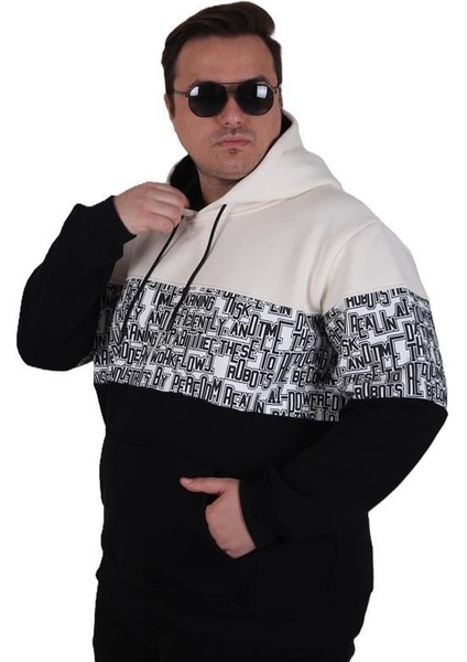 Büyük Beden Kapüşonlu 3ip Sweat Transforming 25713 Bej