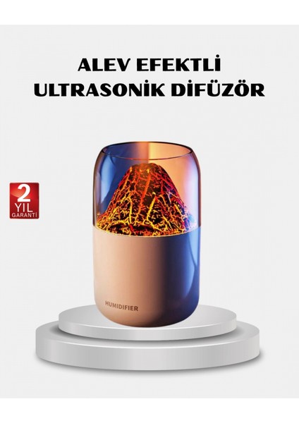 280ML Alev Işıklı Ultrasonik Hava Nemlendirici Sessiz ve USB Şarjlı