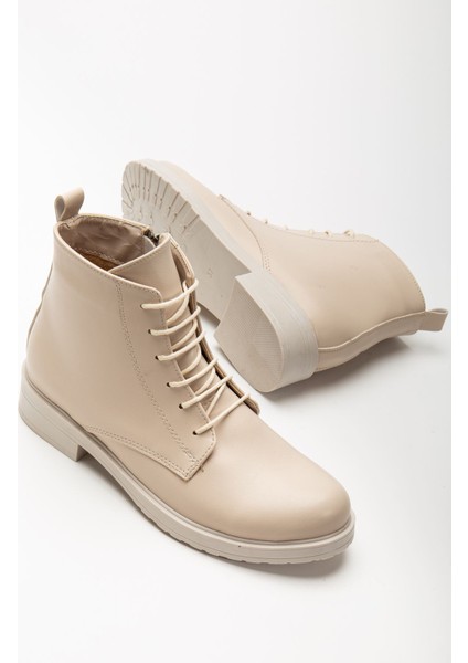 165-225 Bej Cilt Bağcıklı Fermuarlı Günlük Kadın Bot