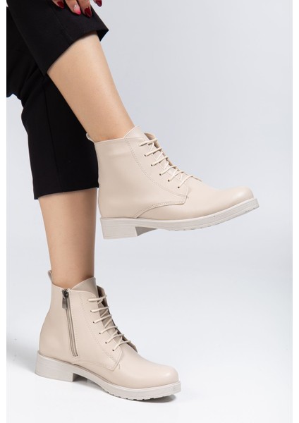 165-225 Bej Cilt Bağcıklı Fermuarlı Günlük Kadın Bot fiyatları