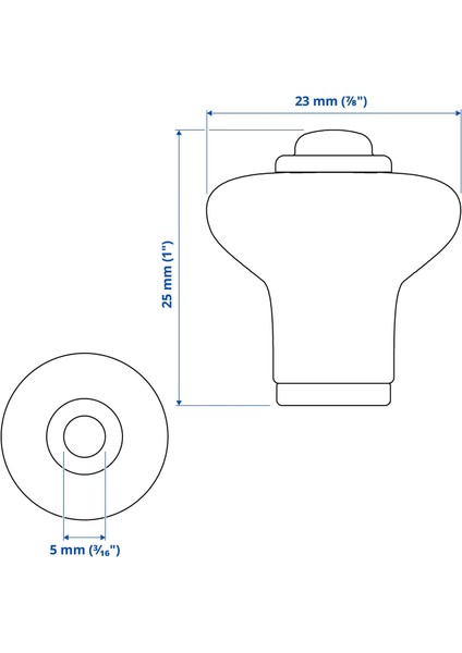 Klıngstorp Topuz, Siyah-Krom ve Beyaz-Krom Kaplama, 23 Mm, 2 Adet indirimleri