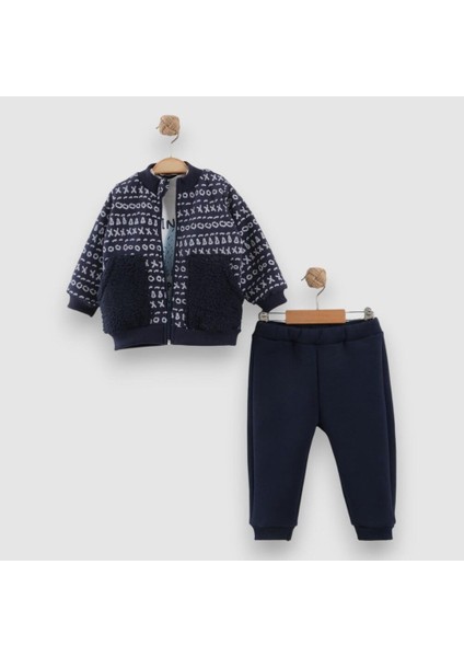 254027 Erkek Bebek Karma Desenli Fermuarlı Şardonlu 3'lü Takım fiyatları