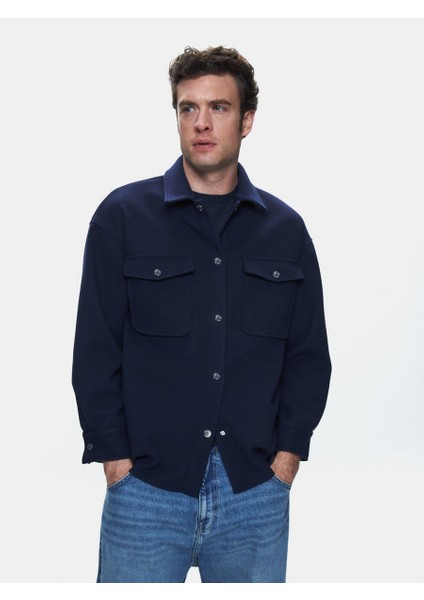 Uzun Kollu Önü Düğmeli Lacivert Ceket fiyatları