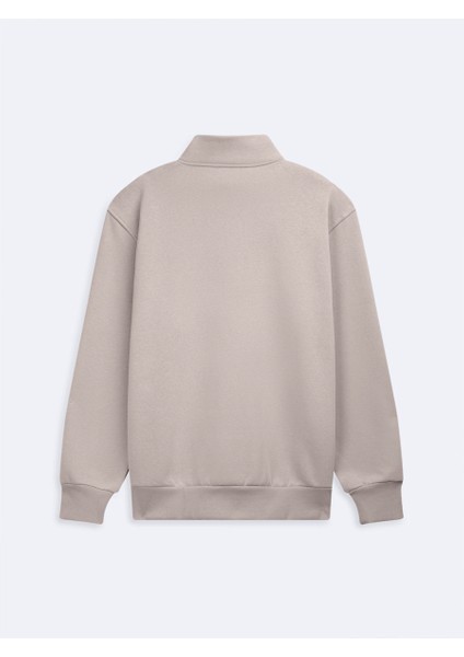 Uzun Kollu Yarım Fermuarlı Regular Bej Sweatshırt fiyatları
