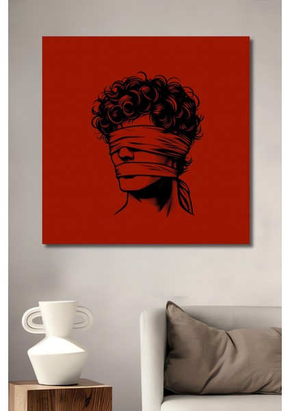 Gızemlı Kara Kalem Görünümlü Modern Sanat Ahşap Dekoratif Tablo Dikdörtgen Tablo