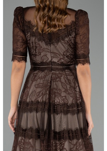 Kısa Kol Midi Davet Elbisesi ABK1388 fırsatları