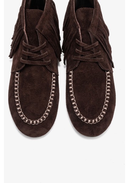 Raux Kahverengi Süet Hakiki Deri Saçaklı Kadın Bilekte Bot fiyatları