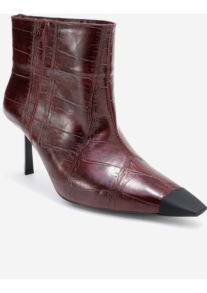 Rassel Bordo Baskı Mat Burunlu Kadın Ince Topuklu Bot modelleri