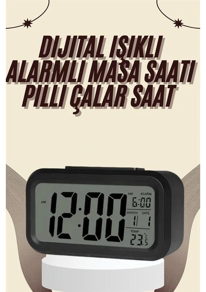 Dijital Masa Saati Termometreli Takvim Çalar Saat LED Ekran Pilli fiyatları