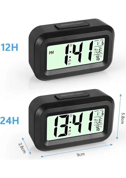 Dijital Masa Saati Termometreli Takvim Çalar Saat LED Ekran Pilli indirimleri