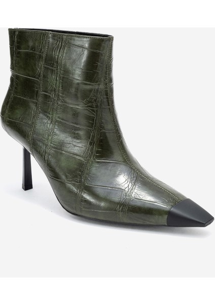 Rassel Yeşil Baskı Mat Burunlu Kadın Ince Topuklu Bot modelleri