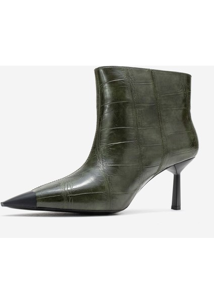 Rassel Yeşil Baskı Mat Burunlu Kadın Ince Topuklu Bot fırsatları